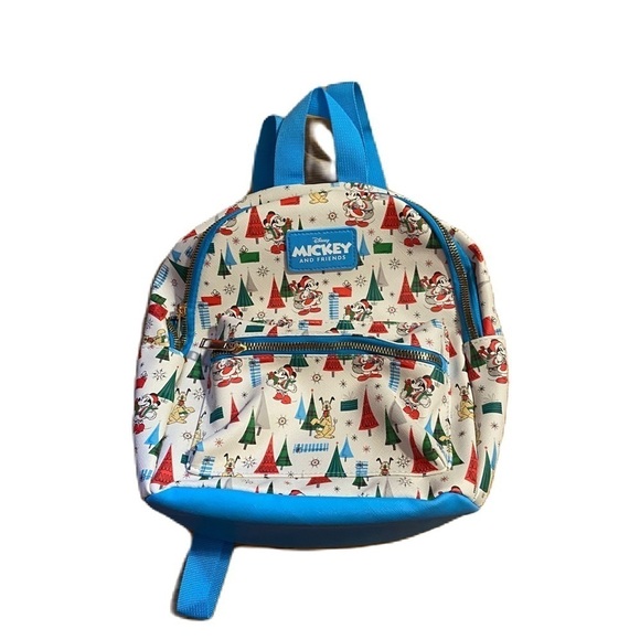 Disney Mickey & Friends Christmas Mini Backpack Book Bag Pluto Goofy - Picture 1 of 5